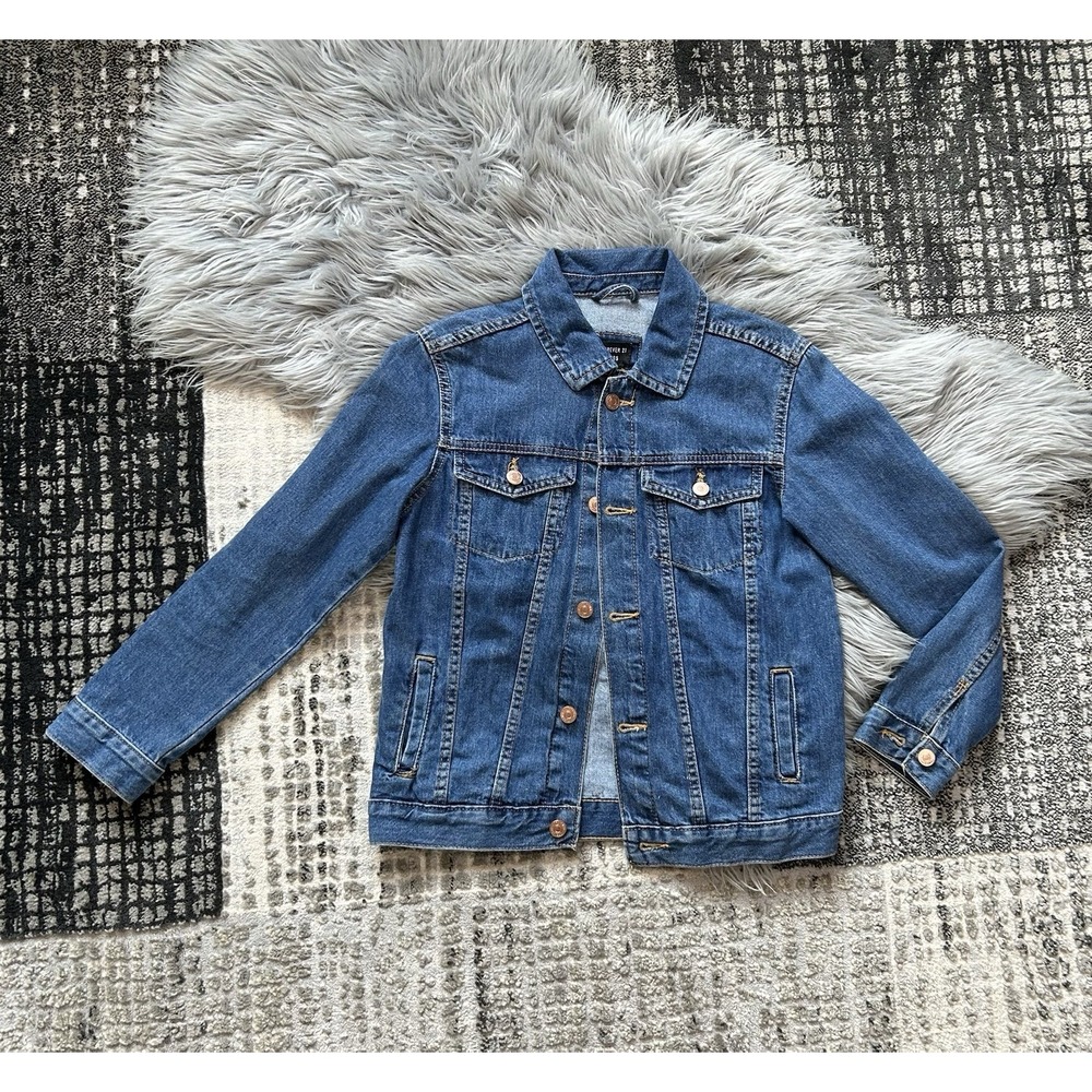 Forever 21 Kids Girls Jean Jacket Size 11/12 Medium Wash Denim Jacket